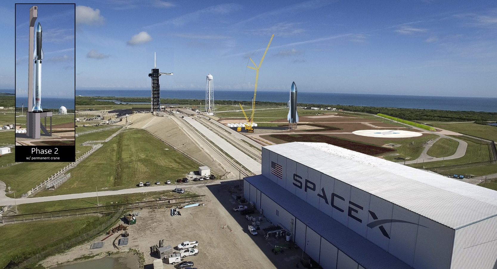Render della zona di lancio SpaceX