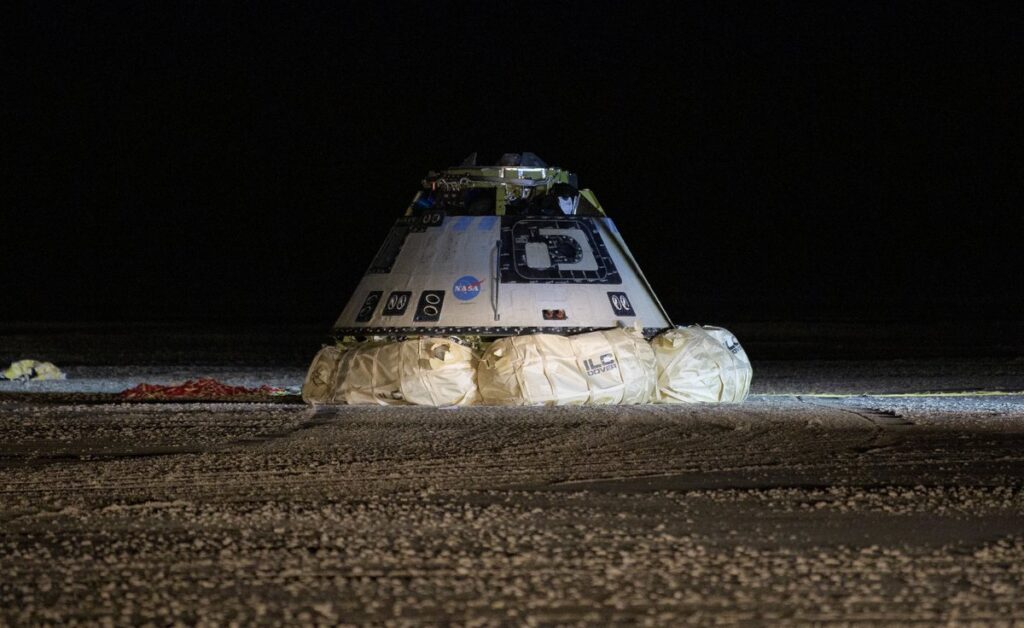 Starliner dopo il rientro dal primo test OFT fallito nel 2019