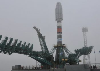 Il vettore Soyuz con i 36 satelliti OneWeb a bordo. Credits: Roscosmos.