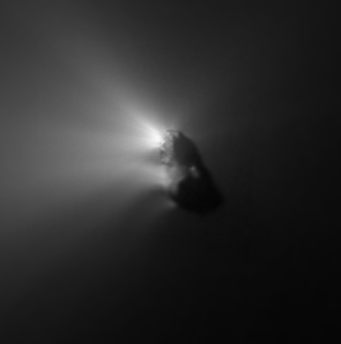 La cometa di Halley fotografata dalla sonda Giotto dell'ESA il 14 marzo 1986, al momento del suo massimo avvicinamento. Credits: ESA