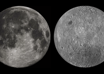 Il Nearside (a sinistra) e il Farside (a destra) della Luna. Credits: NASA LRO/Jatan Mehta