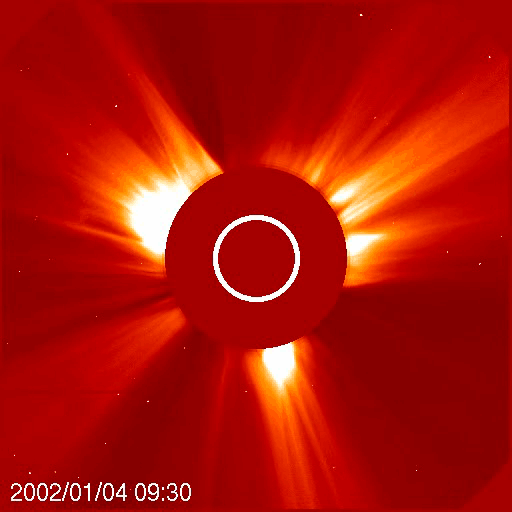 Espulsione di massa coronale ripresa dalla sonda SOHO. Credits: NASA. ESA, Randy Russell (UCAR).