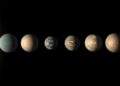 Rappresentazione artistica del sistema planetario TRAPPIST-1. Credits: NASA, JPL/Caltech, and R. Hurt and T. Pyle (IPAC)