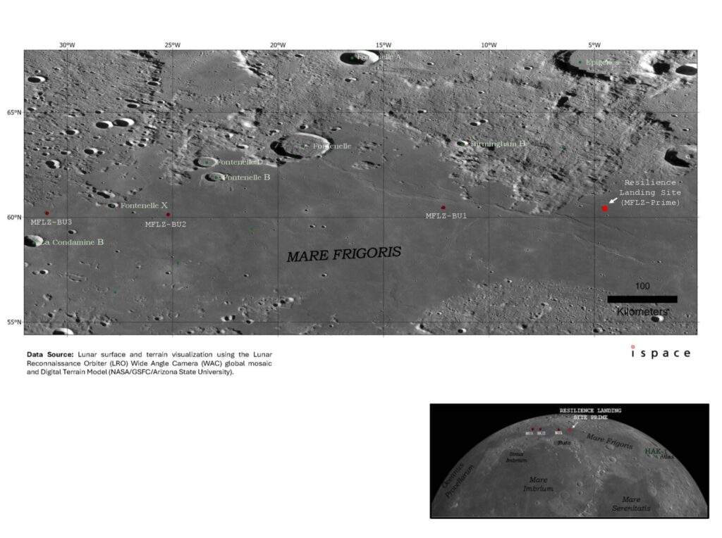 Il sito di allunaggio della missione M2 di ispace