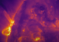 Porzione della zona del Sole utilizzata per studiare i campi magnetici con il telescopio solare Daniel J. Inouye. Immagine di sfondo del Solar Dynamics Observatory della NASA. Credits: NSF/NSO/AURA, NASA/Solar Dynamic Observatory